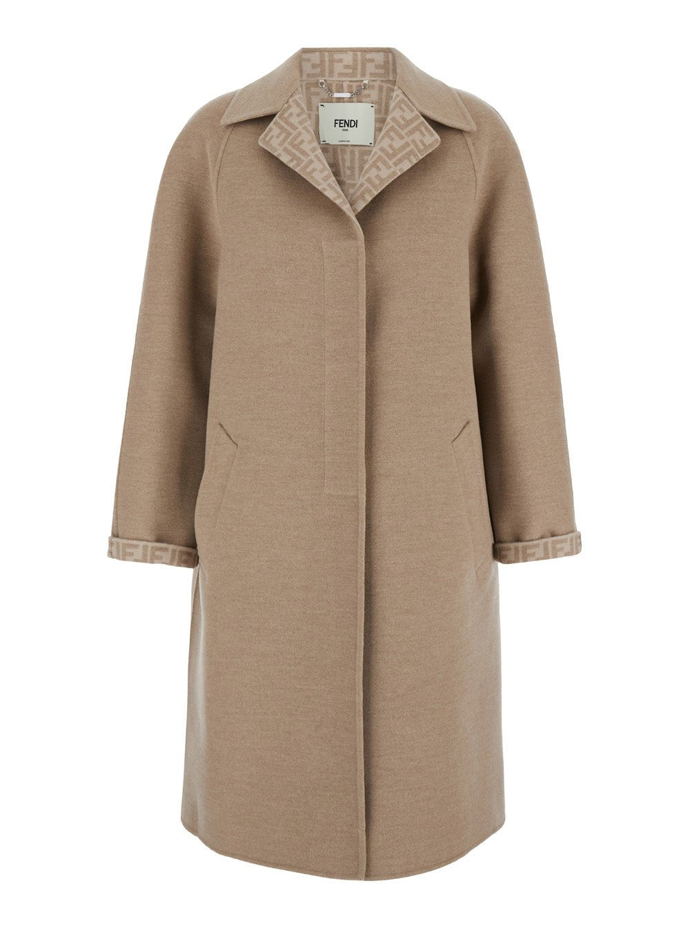 Fendi Women Beige Single - Breasted Reversible Coat In Wool Blend Woman - EZE Fashion®