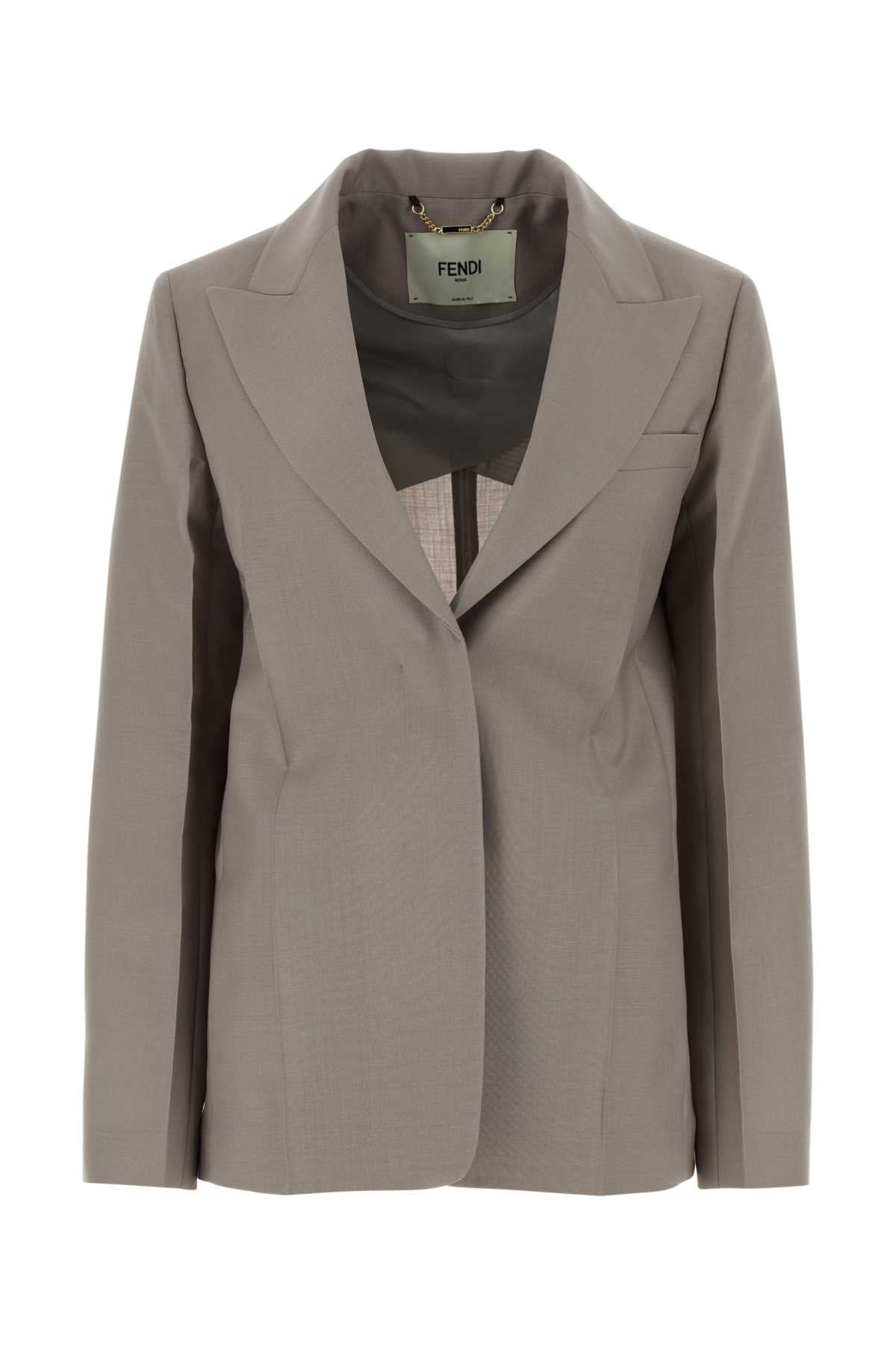 Fendi Women Dove Grey Mohair Blend Blazer - EZE Fashion®