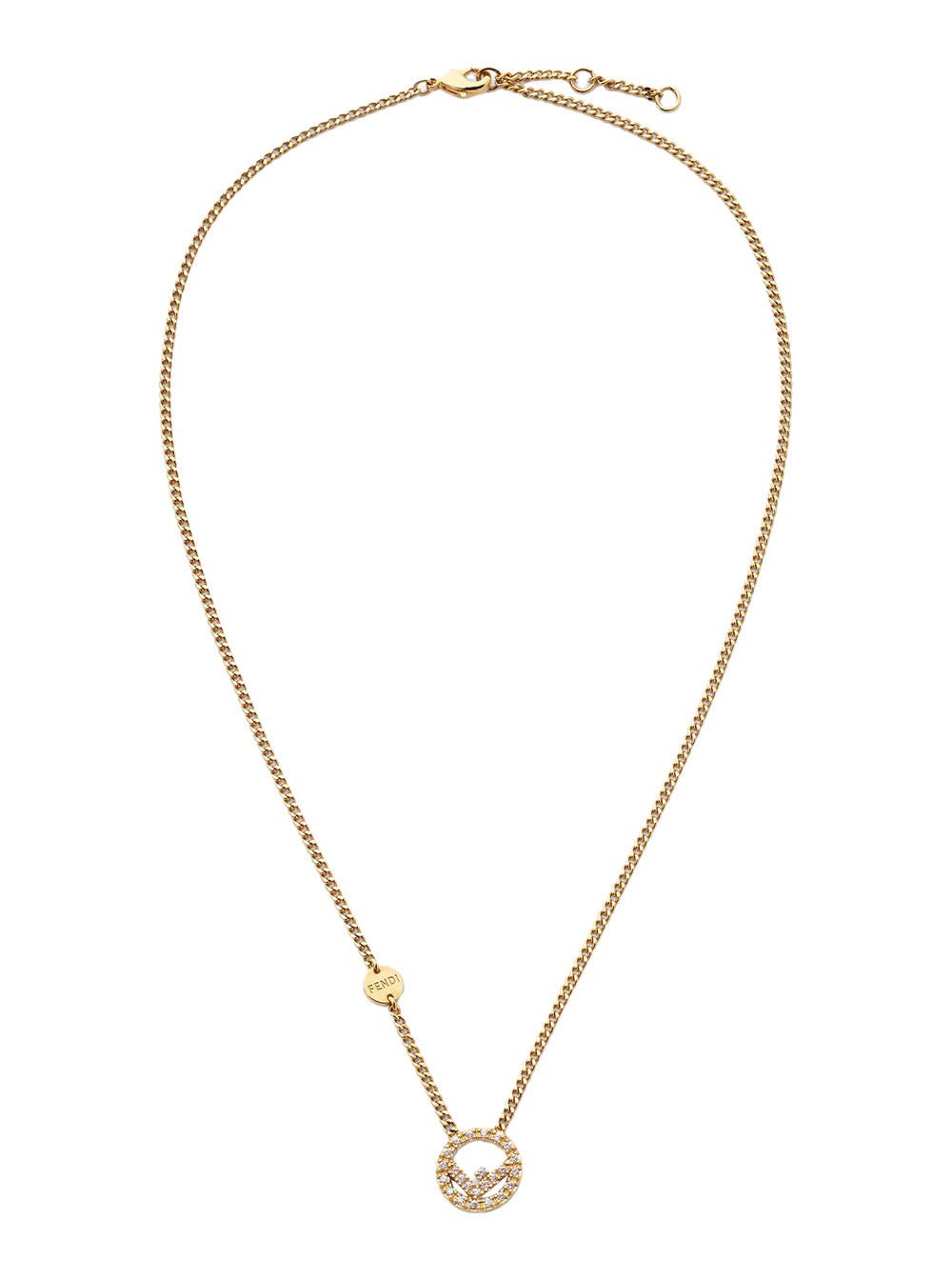 Fendi Women Gold - Colored Necklace With Round F Pendant And Lobster Clasp In Bronze Woman - EZE Fashion®