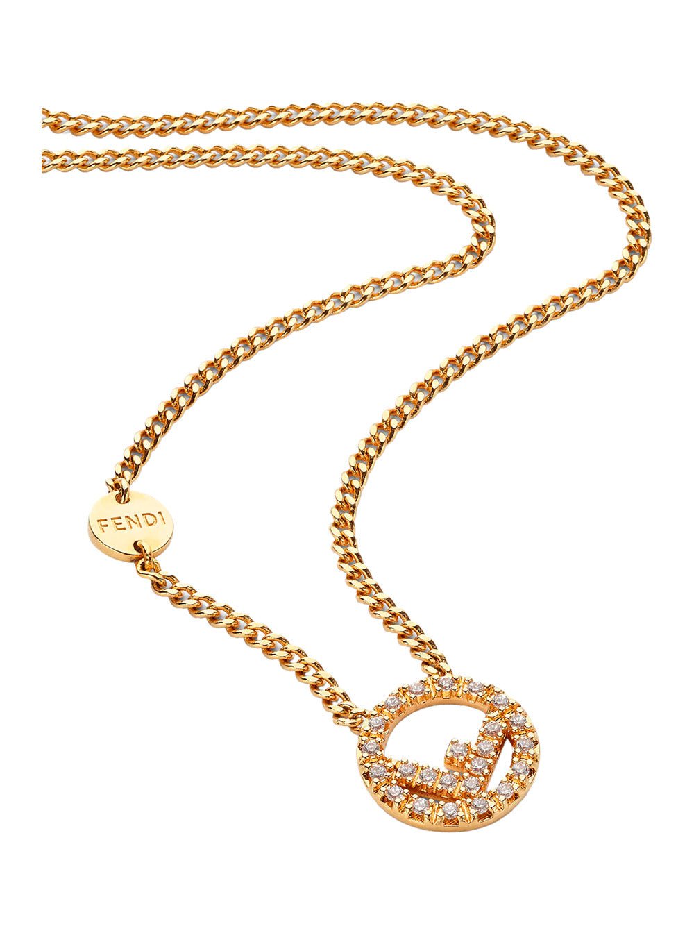 Fendi Women Gold - Colored Necklace With Round F Pendant And Lobster Clasp In Bronze Woman - EZE Fashion®