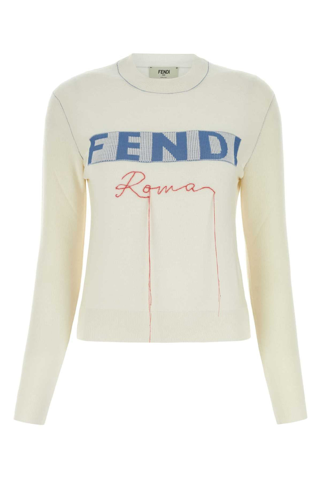 Fendi Women Ivory Stretch Cashmere Blend Sweater - EZE Fashion®