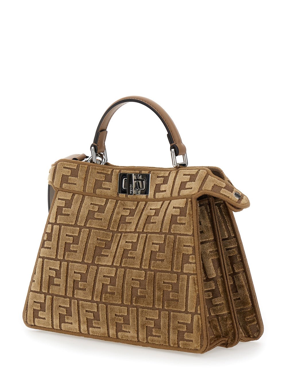 Fendi Women 'Peekaboo Iseeu Small' Brown Handbag With All - Over Ff Motif In Fabric Woman - EZE Fashion®