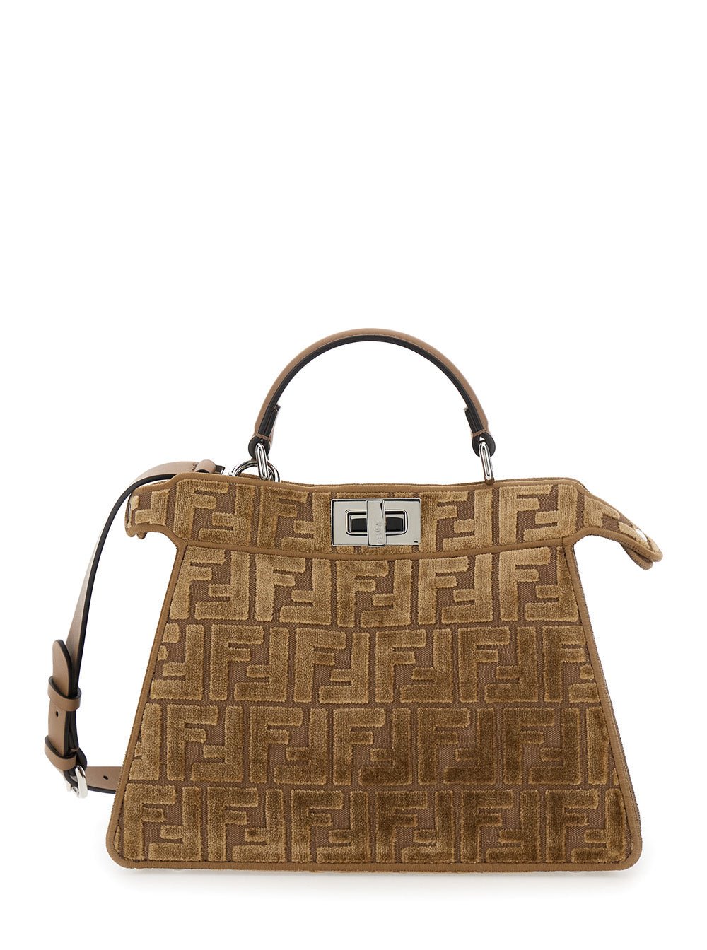Fendi Women 'Peekaboo Iseeu Small' Brown Handbag With All - Over Ff Motif In Fabric Woman - EZE Fashion®