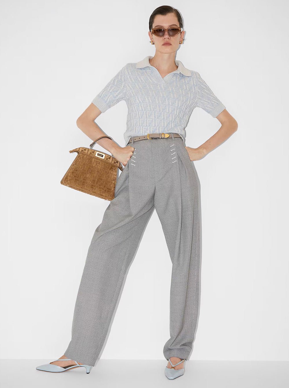 Fendi Women 'Peekaboo Iseeu Small' Brown Handbag With All - Over Ff Motif In Fabric Woman - EZE Fashion®