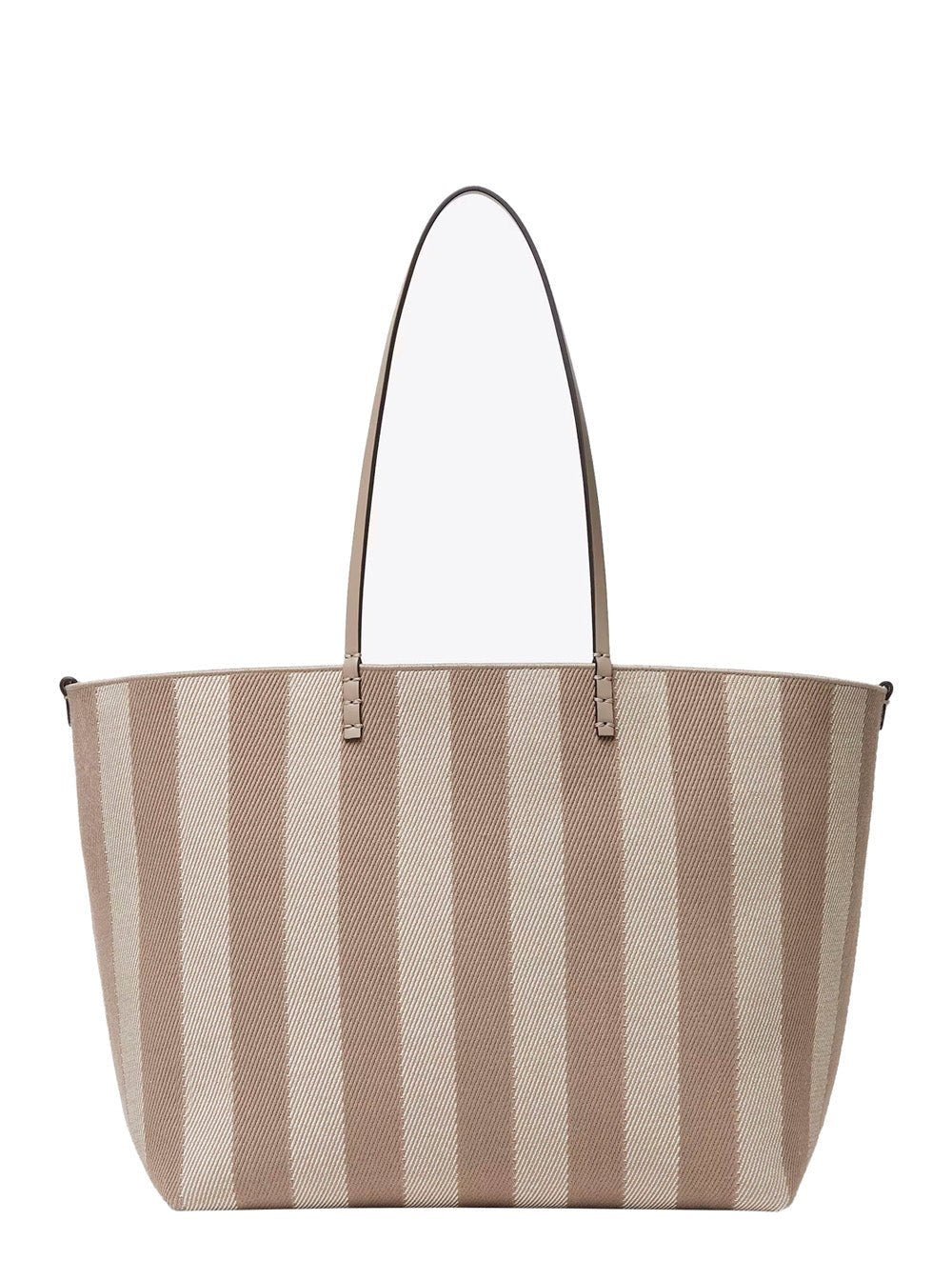 Fendi Women 'Roll' Beige Reversible Tote Bag With Two Top Handles And All - Over Striped Motif In Cotton Woman - EZE Fashion®