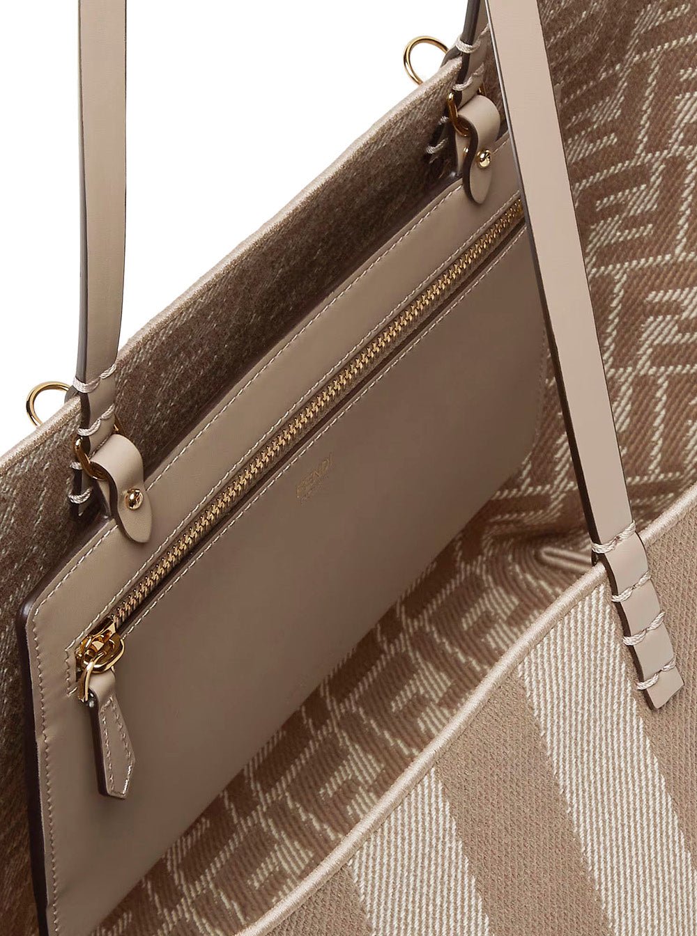 Fendi Women 'Roll' Beige Reversible Tote Bag With Two Top Handles And All - Over Striped Motif In Cotton Woman - EZE Fashion®