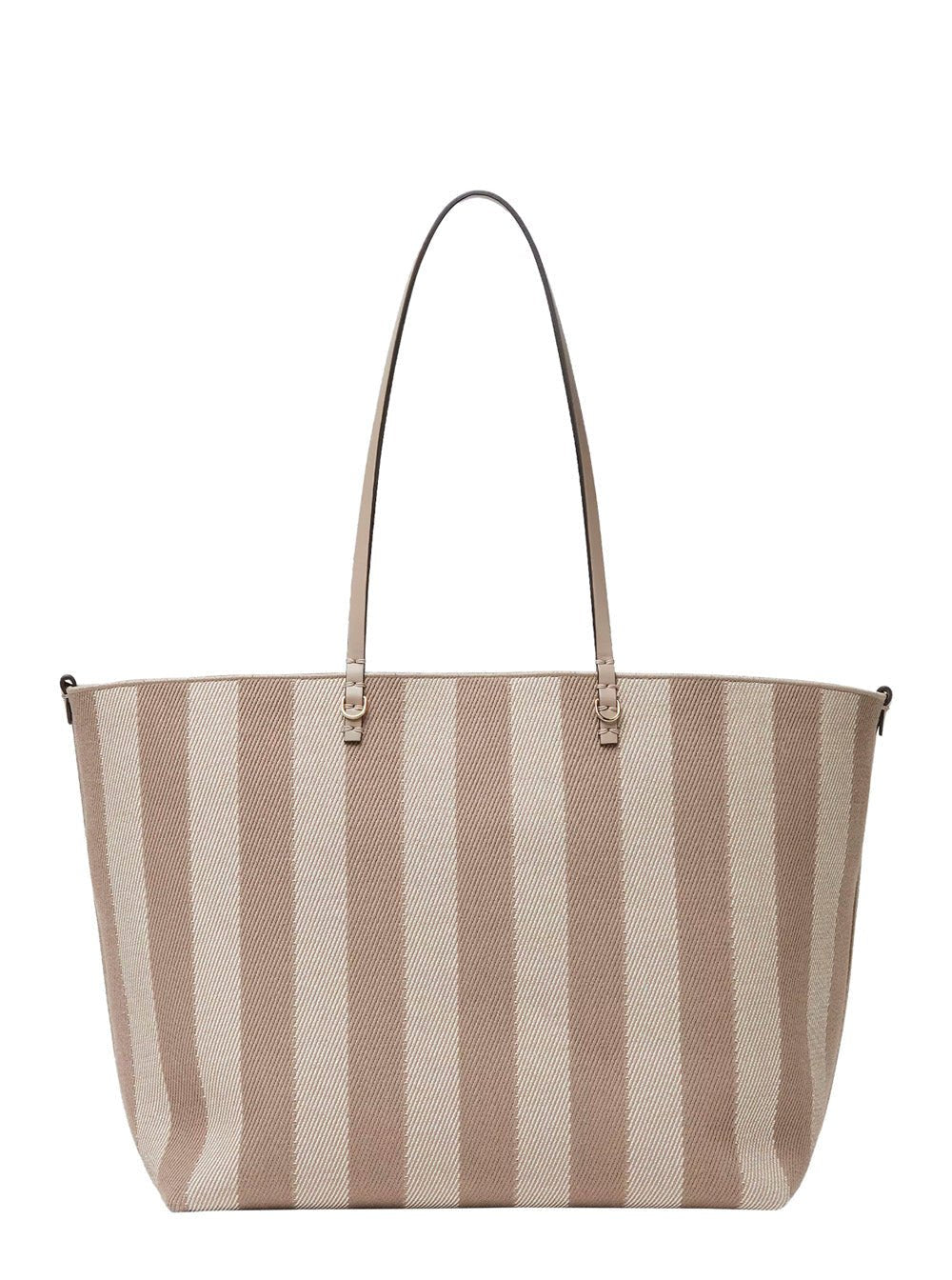 Fendi Women 'Roll' Beige Reversible Tote Bag With Two Top Handles And All - Over Striped Motif In Cotton Woman - EZE Fashion®