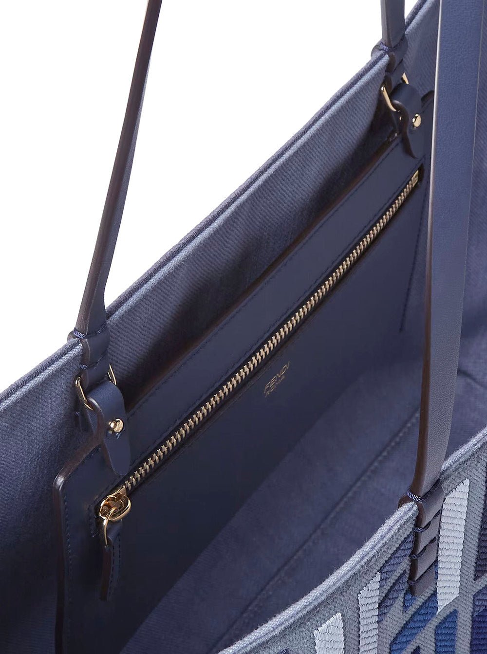 Fendi Women 'Roll Large' Blue Shopper With All - Over Ff Motif And Double Top Handles In Cotton Blend Woman - EZE Fashion®