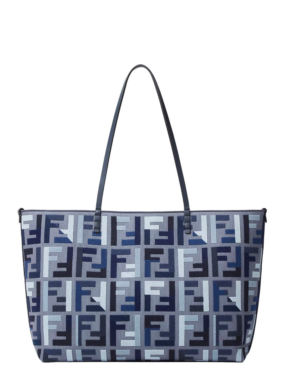 Fendi Women 'Roll Large' Blue Shopper With All - Over Ff Motif And Double Top Handles In Cotton Blend Woman - EZE Fashion®
