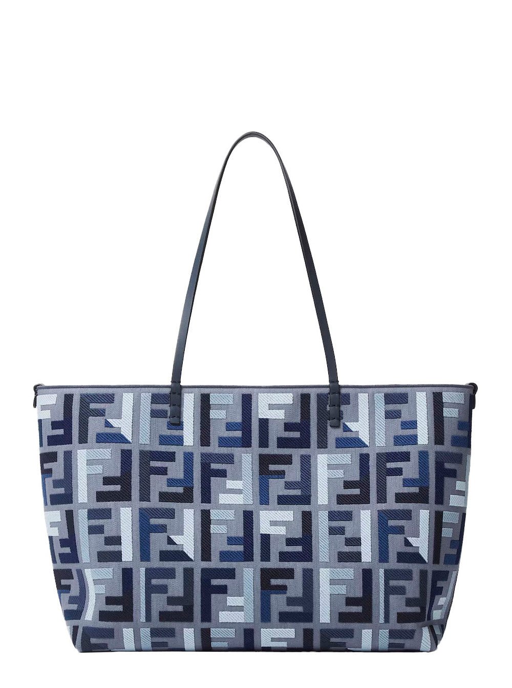 Fendi Women 'Roll Large' Blue Shopper With All - Over Ff Motif And Double Top Handles In Cotton Blend Woman - EZE Fashion®