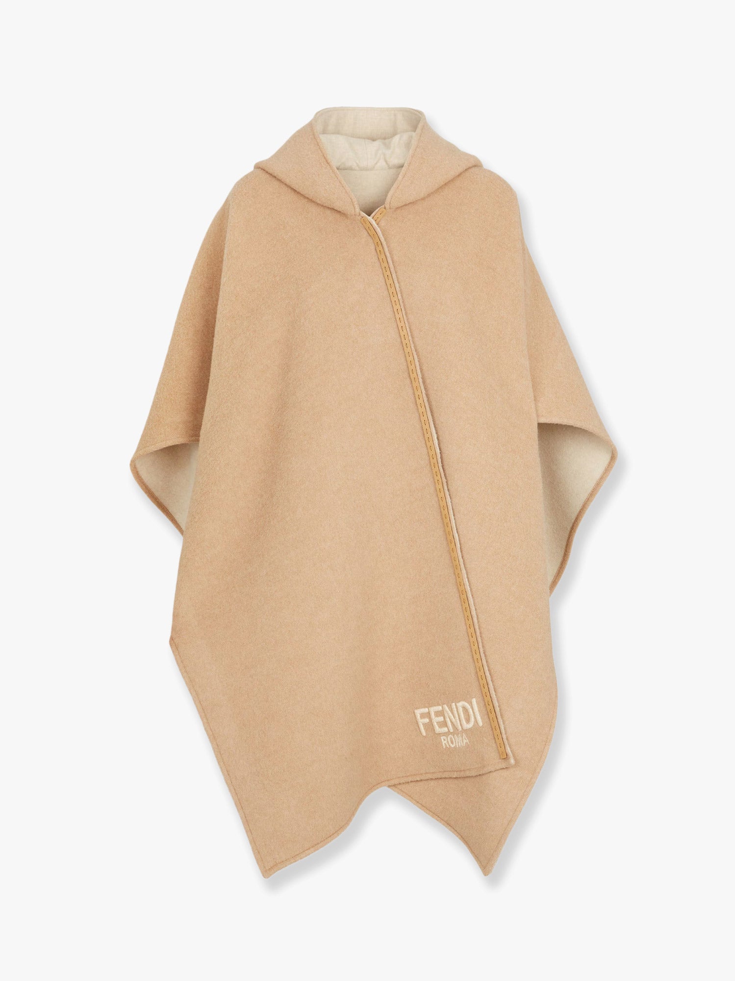 Fendi Women Wool And Cashmere Poncho With Leather Profiles - EZE Fashion®