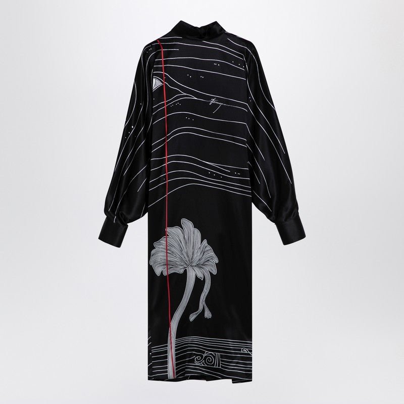 Ferragamo Black Silk Satin Midi Dress Women - EZE Fashion®