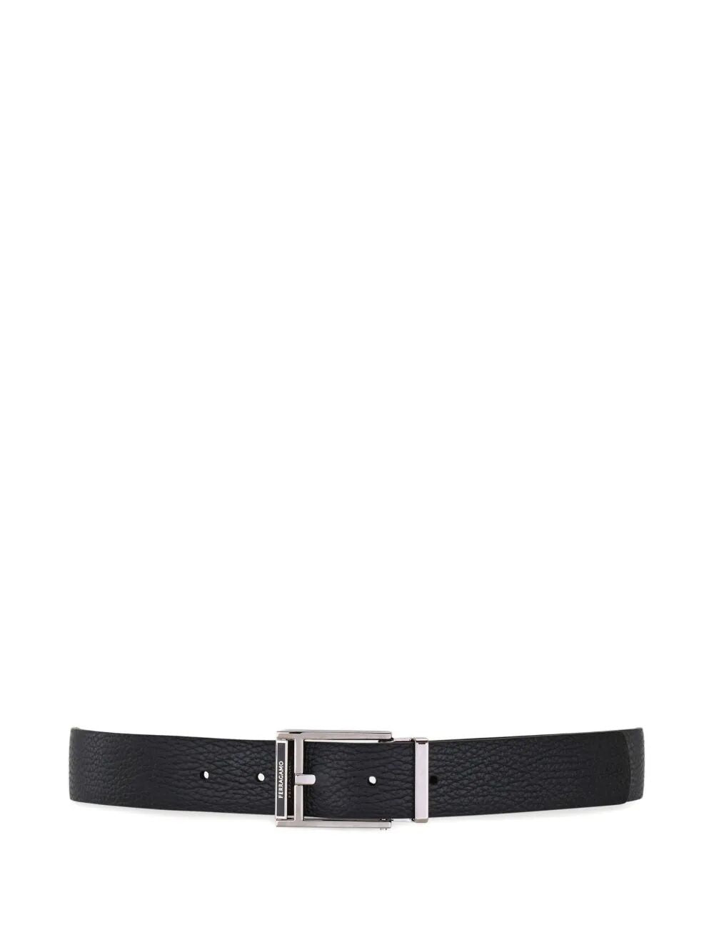 Ferragamo Men Square Buckle Reversible And Adjustable Grained Leather Belt - EZE Fashion®