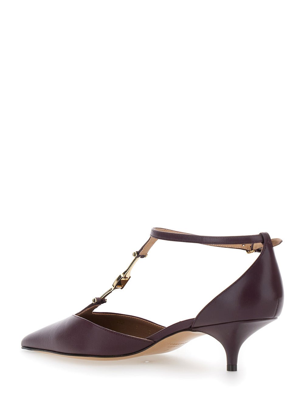 Ferragamo Women Bordeaux Pumps With T Strap And Low Heel In Leather Woman - EZE Fashion®