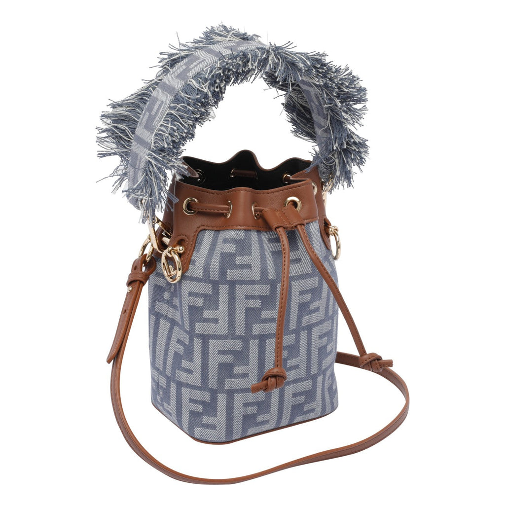 Fendi Women Ff Jacquard Denim Effect Mon Tresor Bucket Bag