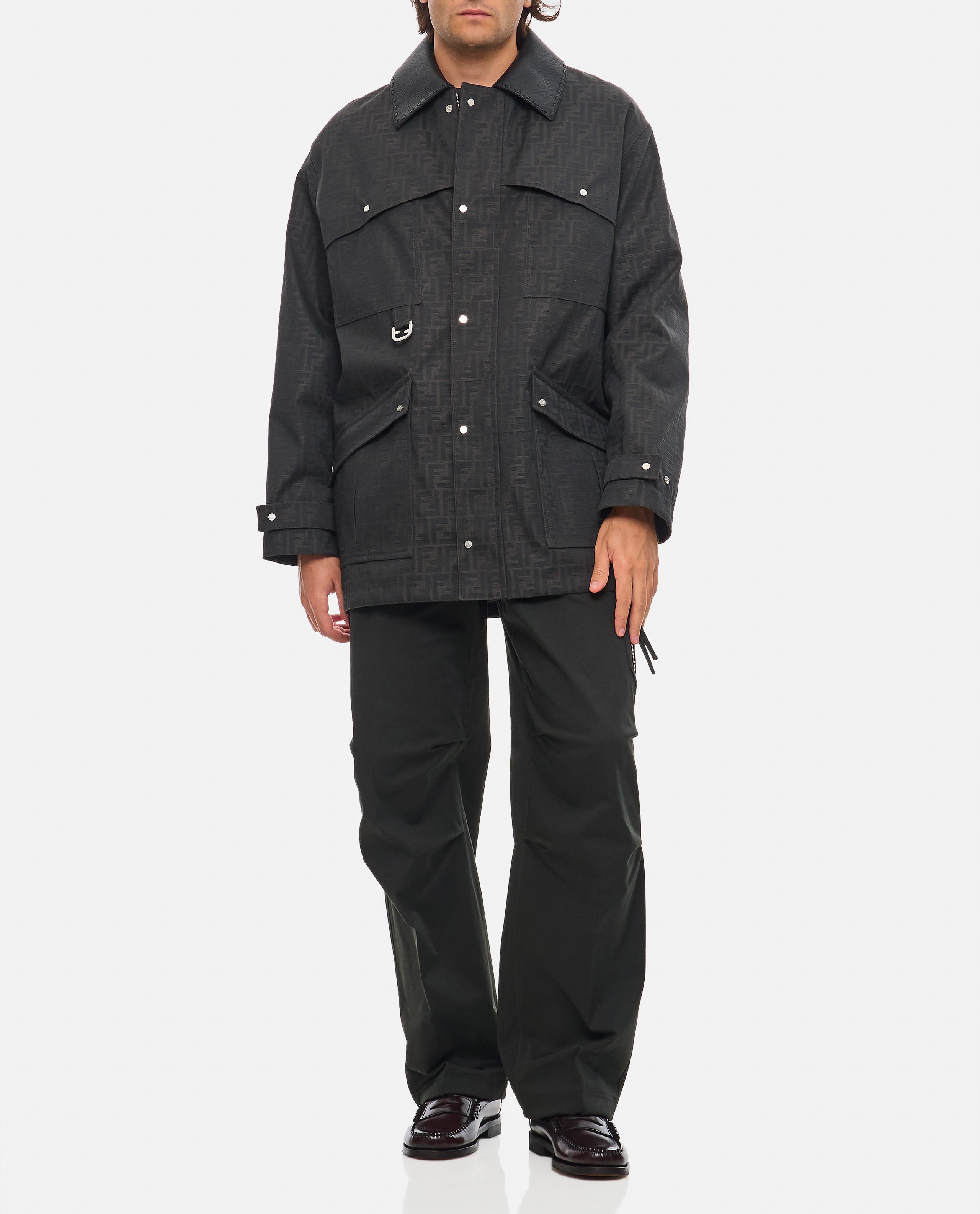 Fendi Men Blouson Coated Canvas Logo