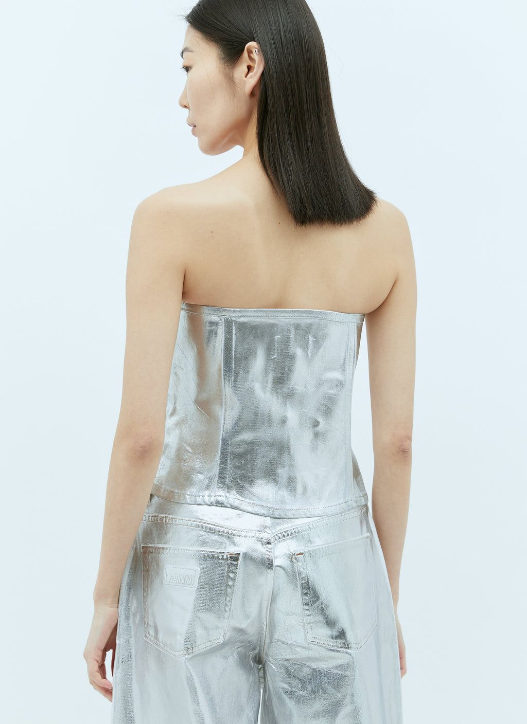 Ganni Women Foil Denim Corsage