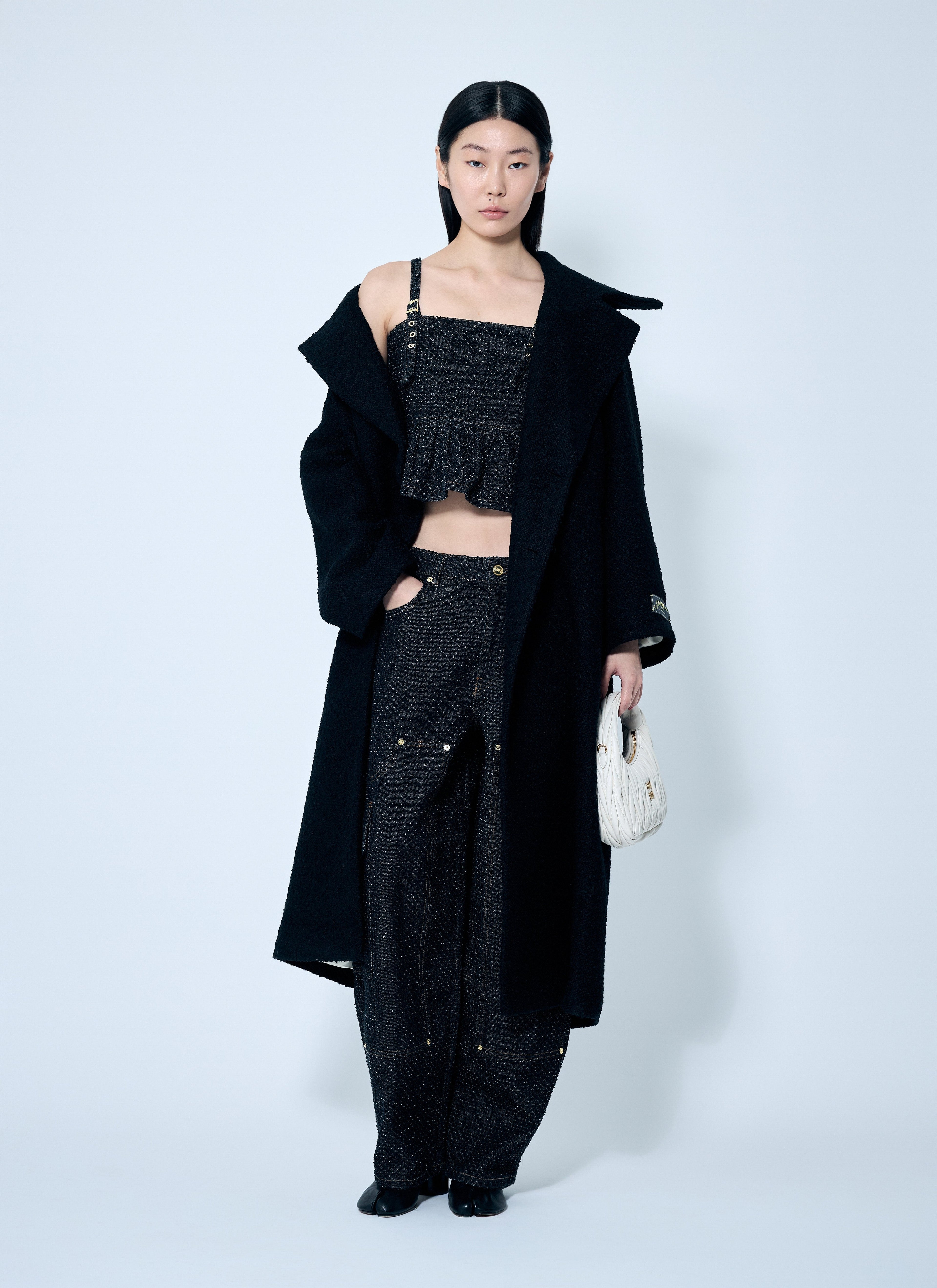 Ganni Women Fluffy Denim Strap Top