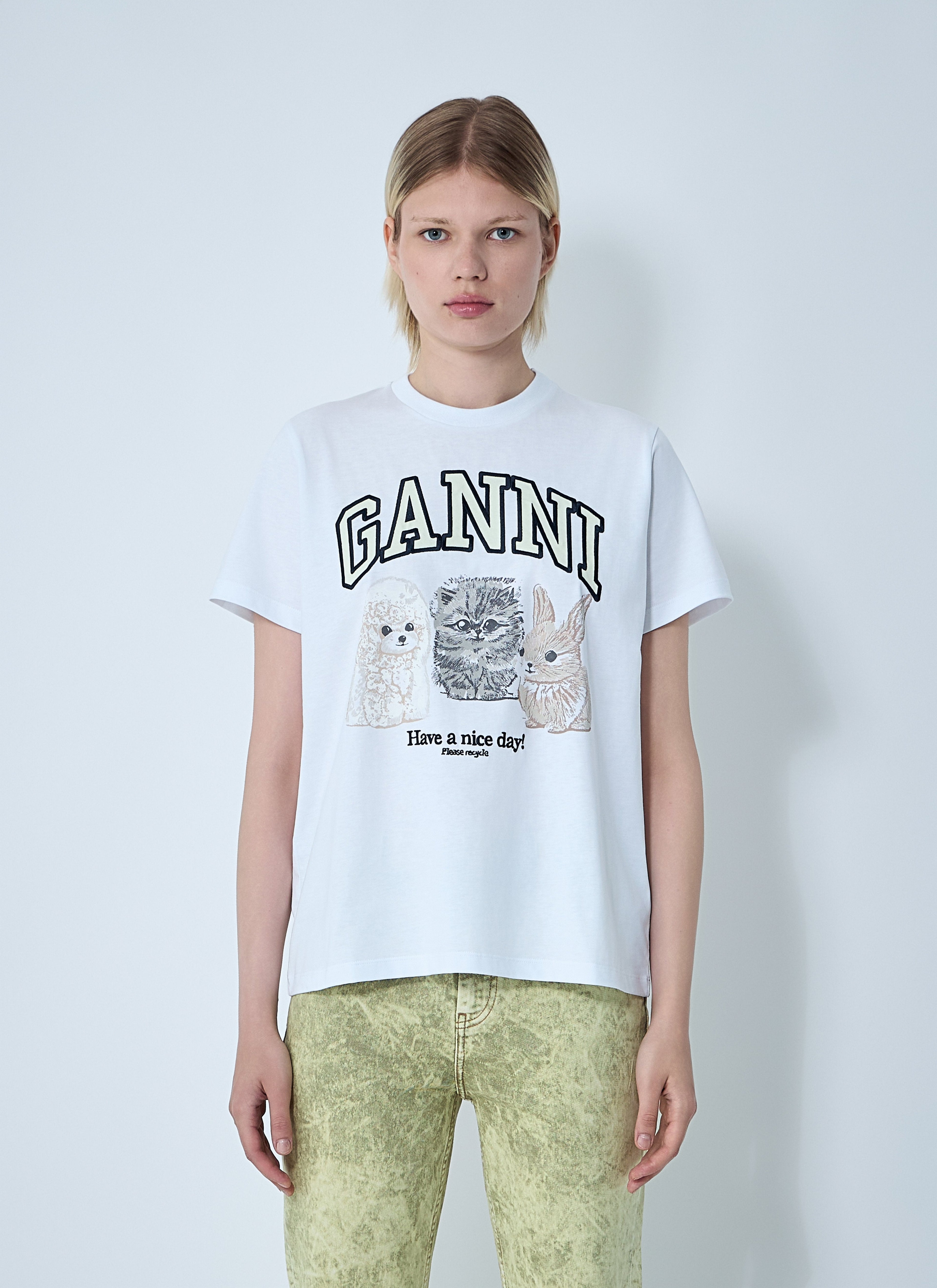 Ganni Women Logo Motif T-Shirt