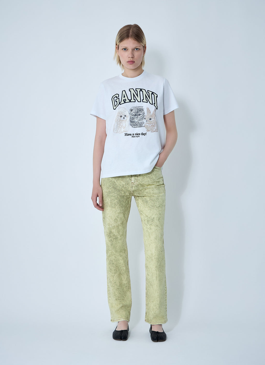 Ganni Women Logo Motif T-Shirt