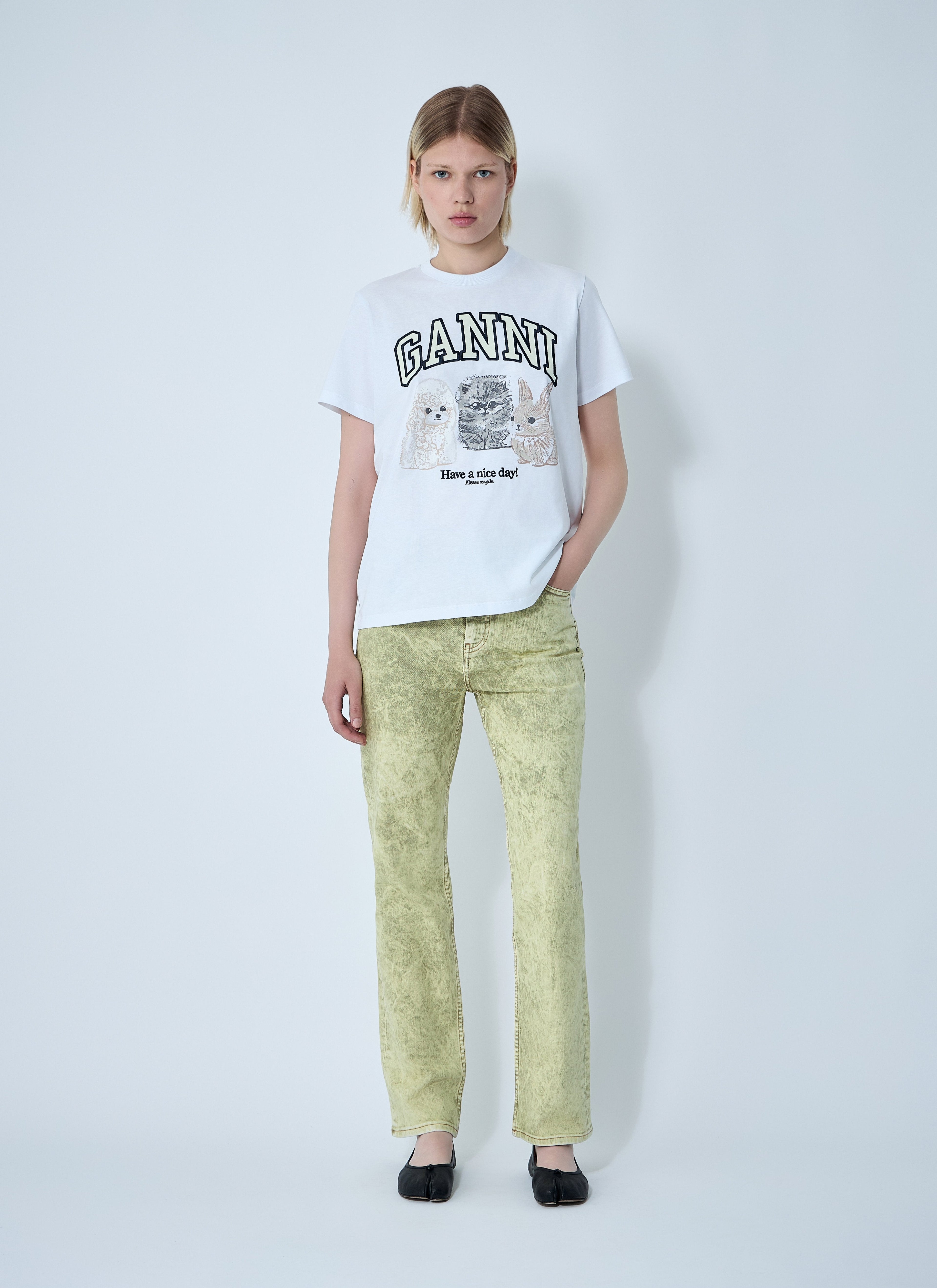 Ganni Women Logo Motif T-Shirt