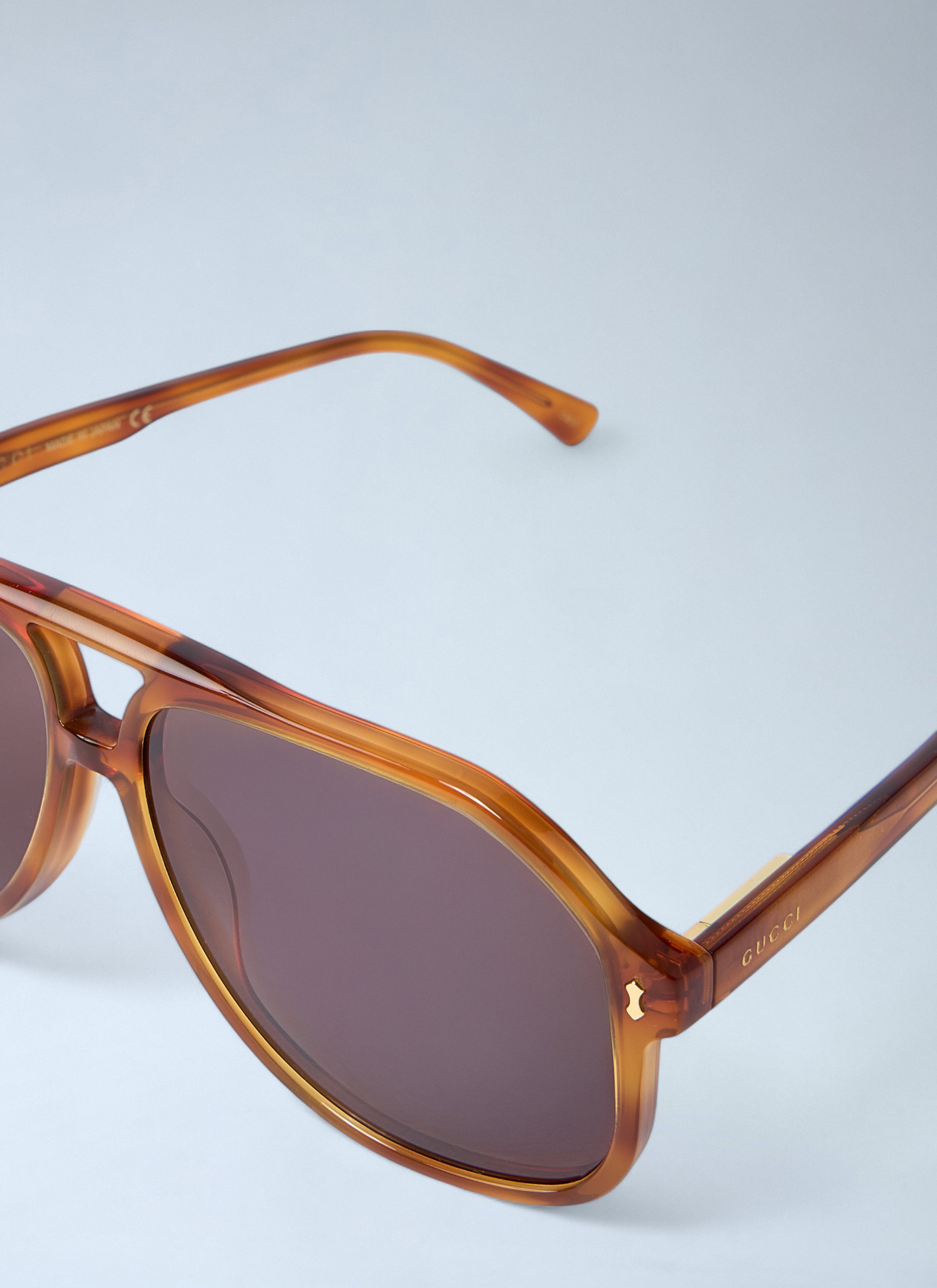 Gucci Men Aviator Tortoiseshell Sunglasses