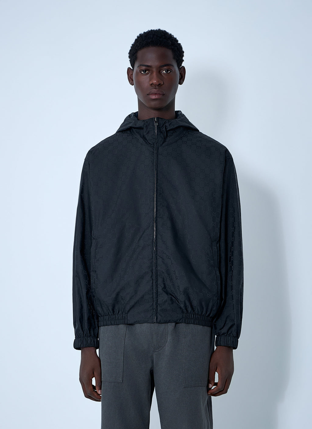 Gucci Men Gg Nylon Zip-Up Jacket