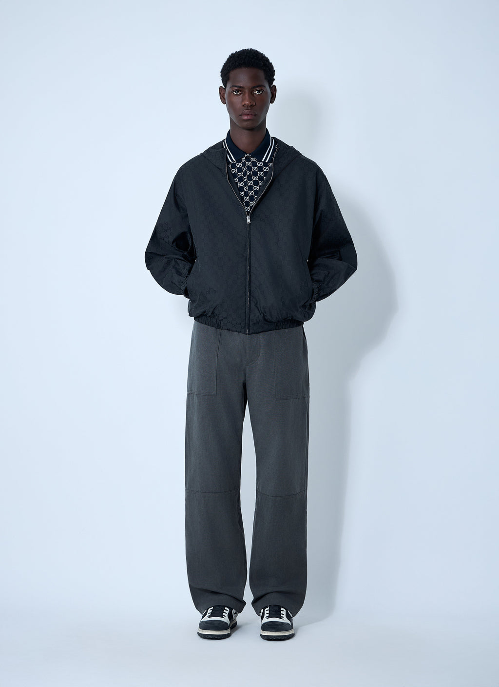 Gucci Men Gg Nylon Zip-Up Jacket