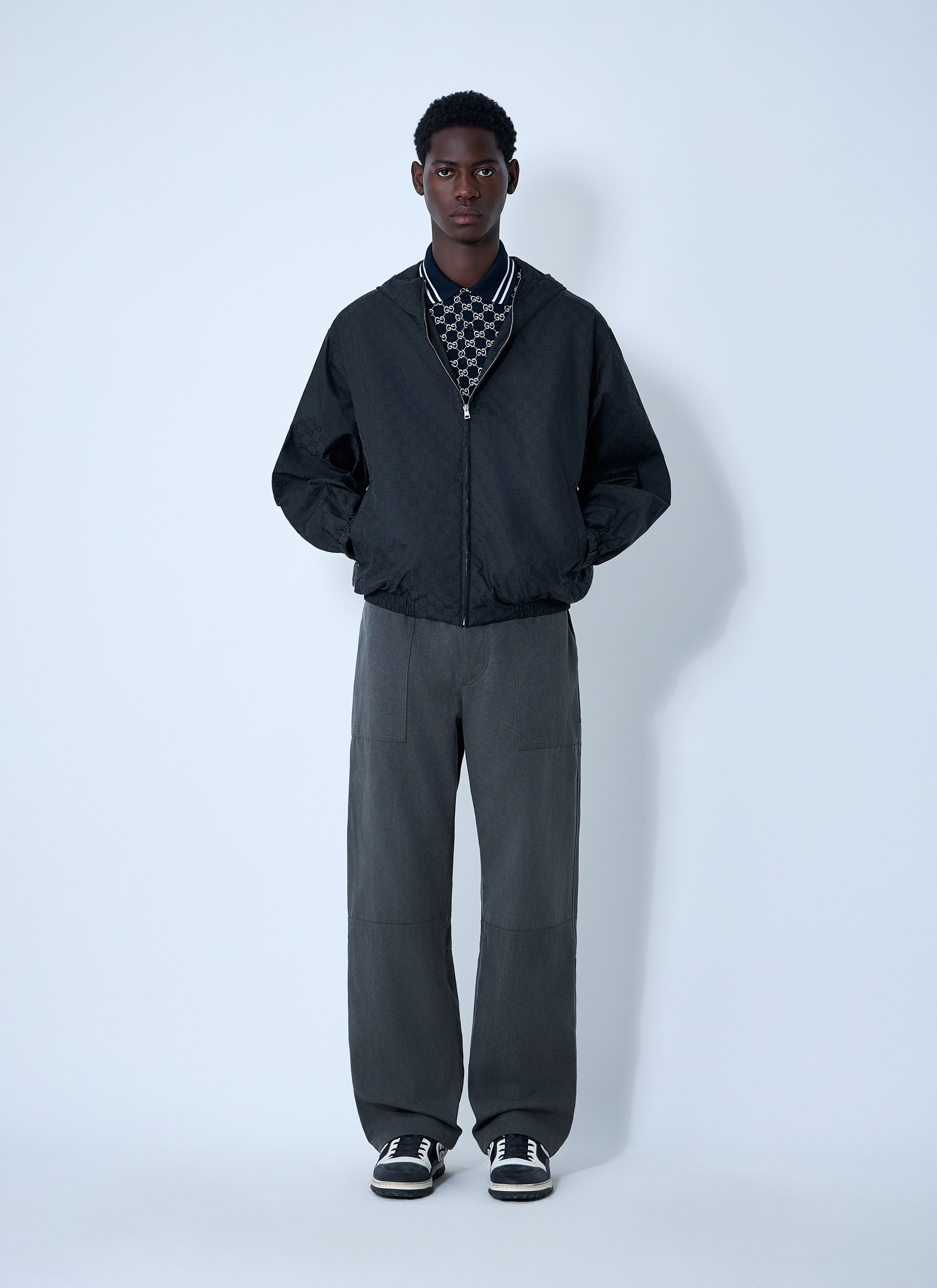 Gucci Men Gg Nylon Zip-Up Jacket