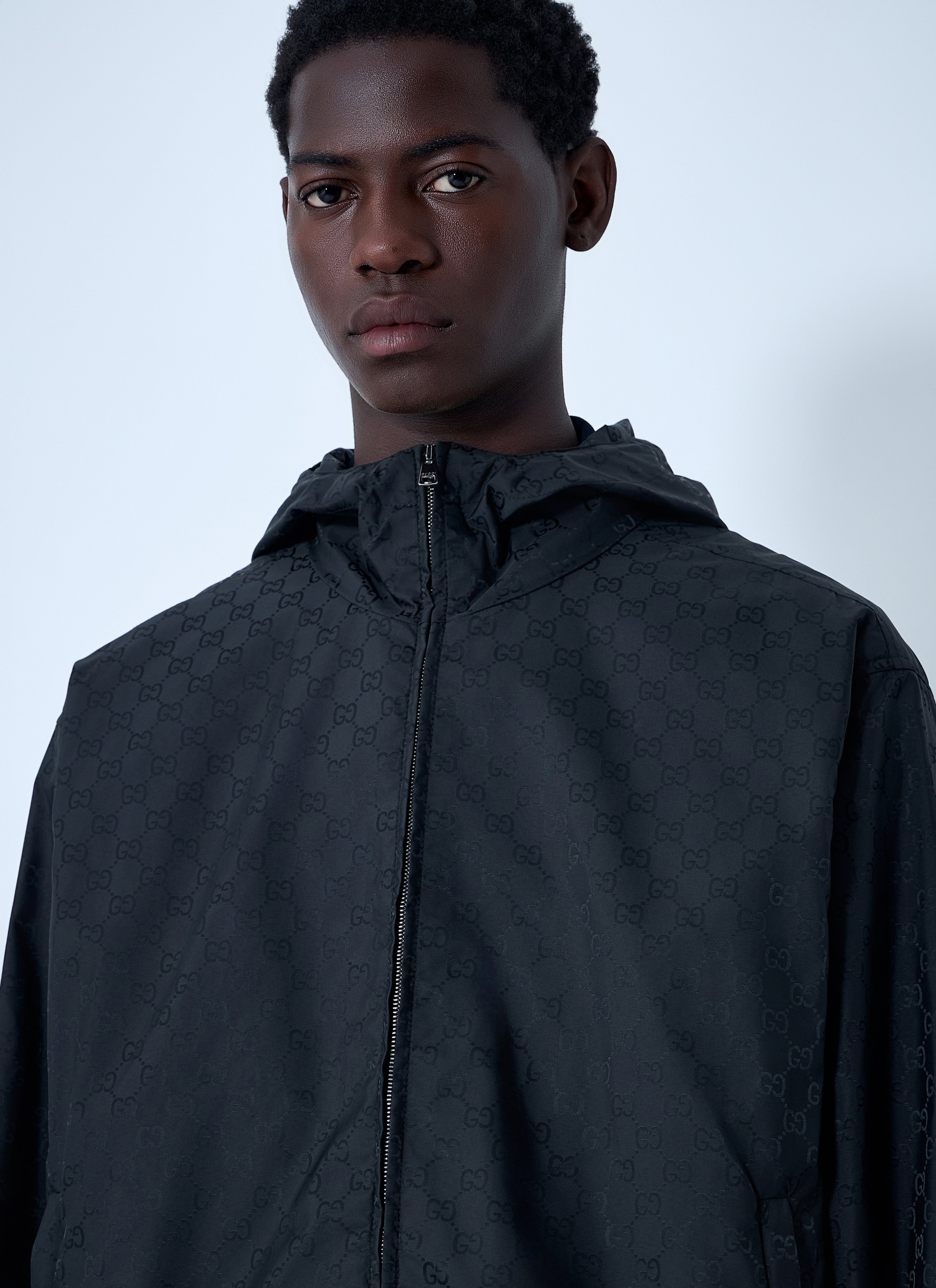 Gucci Men Gg Nylon Zip-Up Jacket