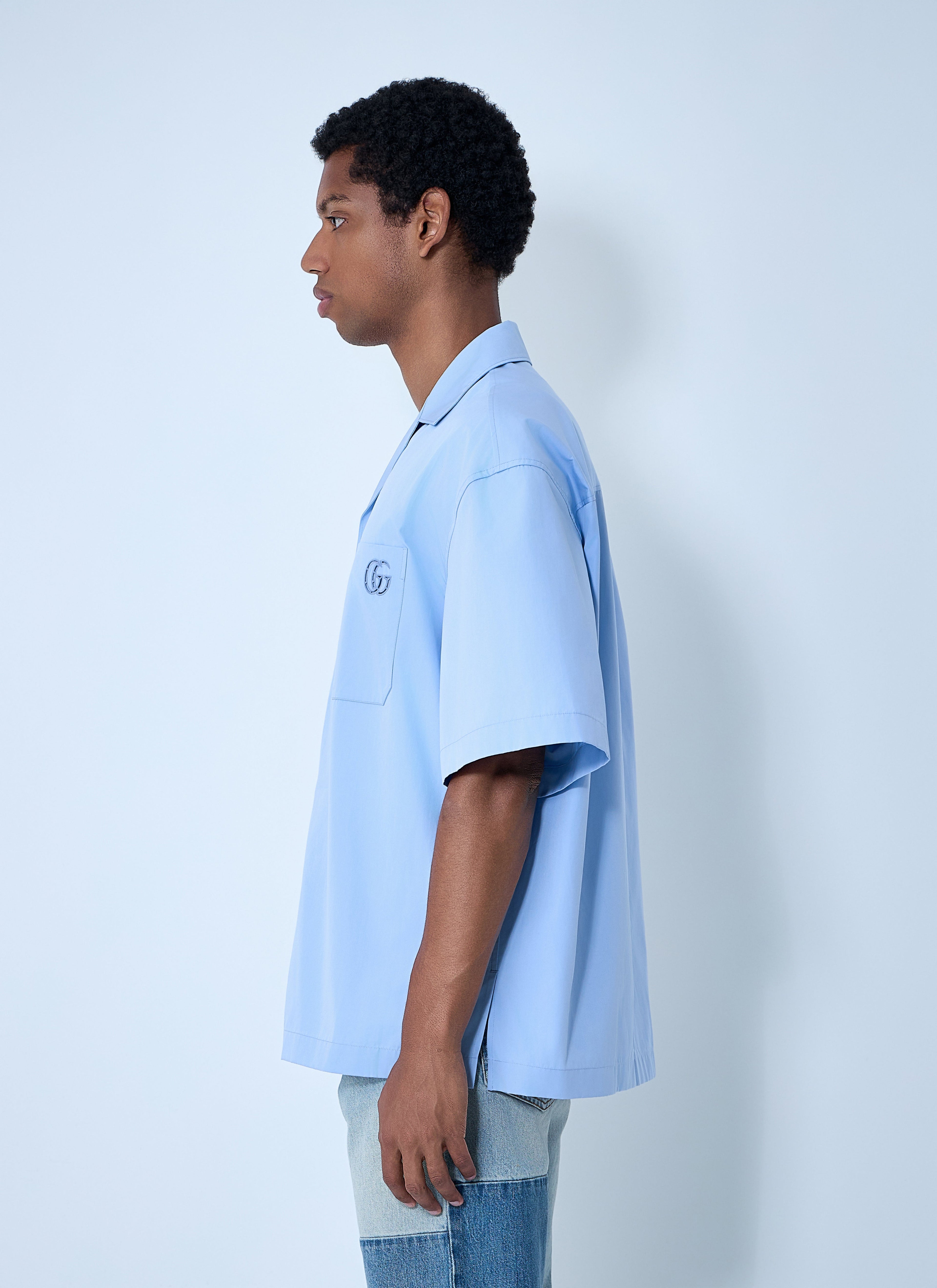 Gucci Men Logo Embroidery Camp Collar Shirt