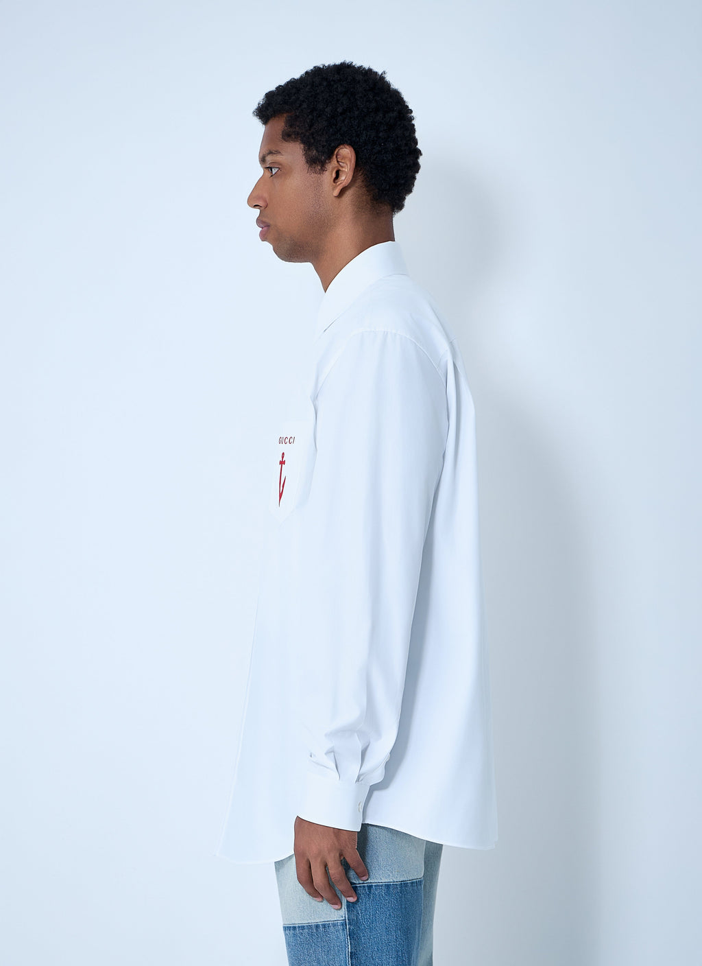 Gucci Men Logo Embroidery Button-Down Shirt