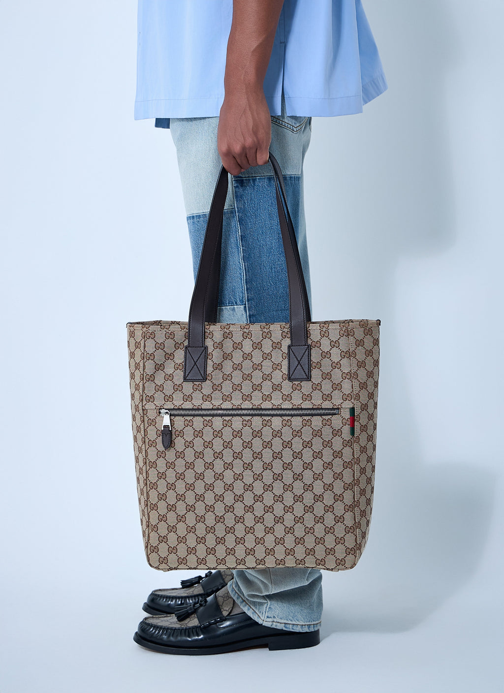 Gucci Men Medium Gg Canvas Tote Bag