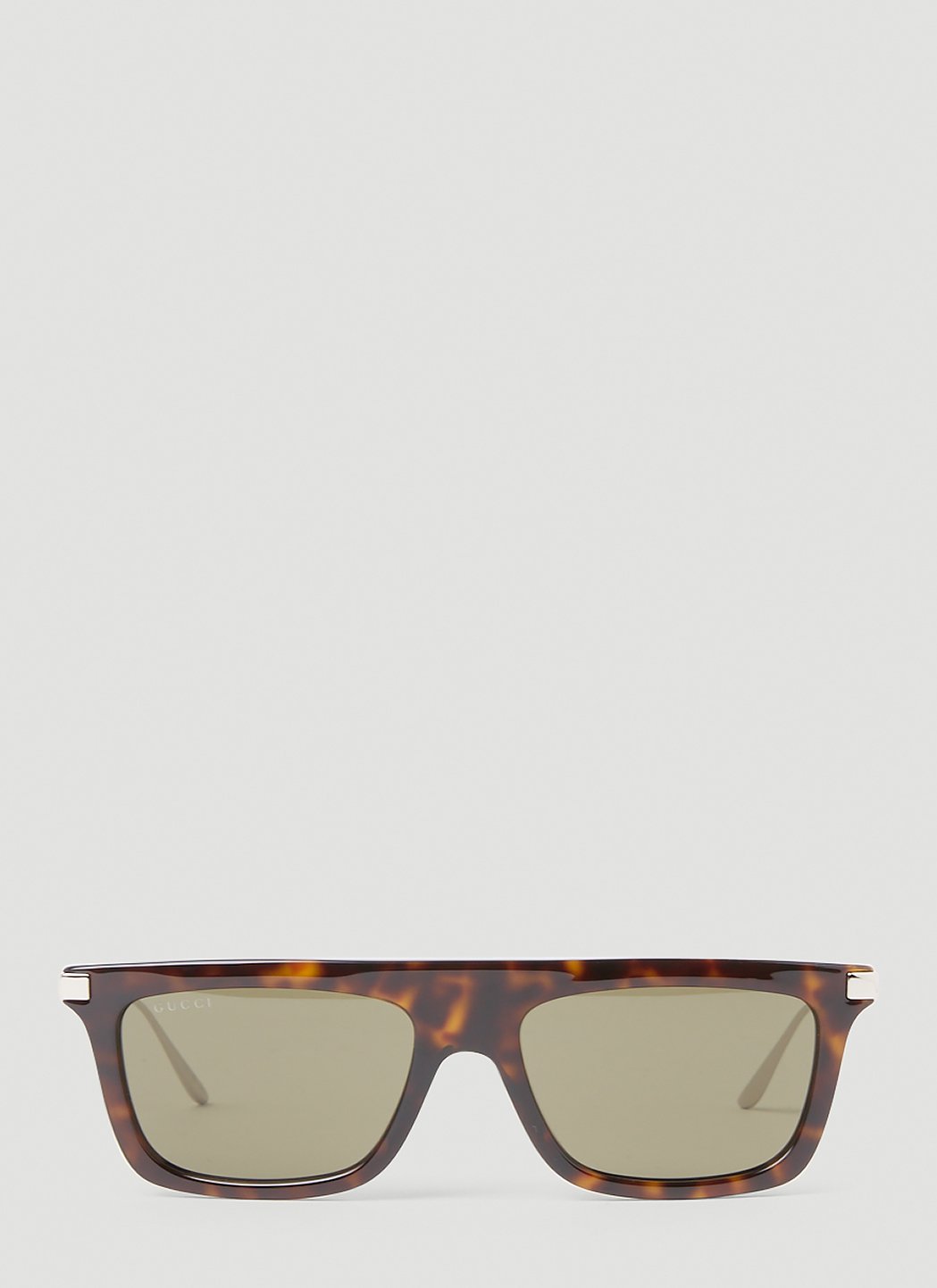 Gucci Men Tortoiseshell Rectangular Sunglasses