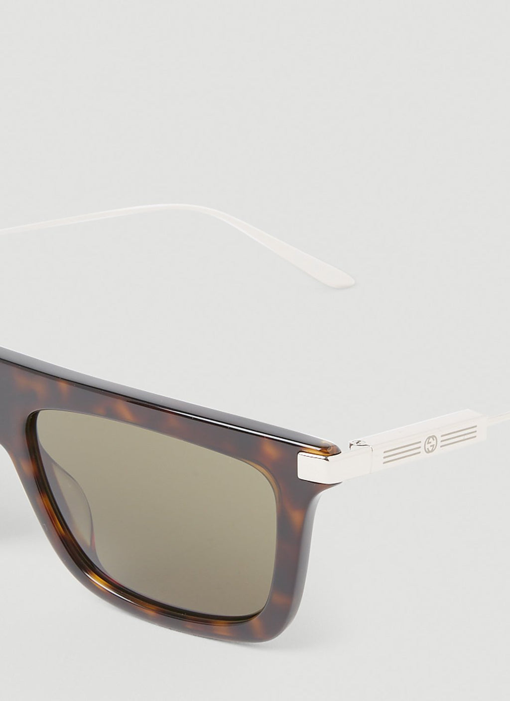 Gucci Men Tortoiseshell Rectangular Sunglasses