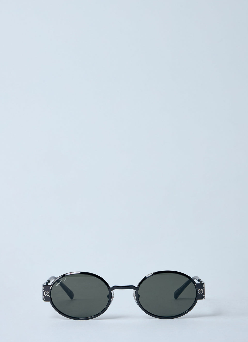 Gucci Men Monogram Metal Oval Sunglasses
