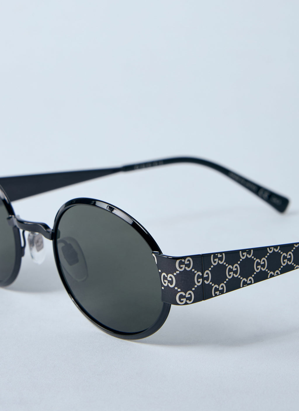 Gucci Men Monogram Metal Oval Sunglasses