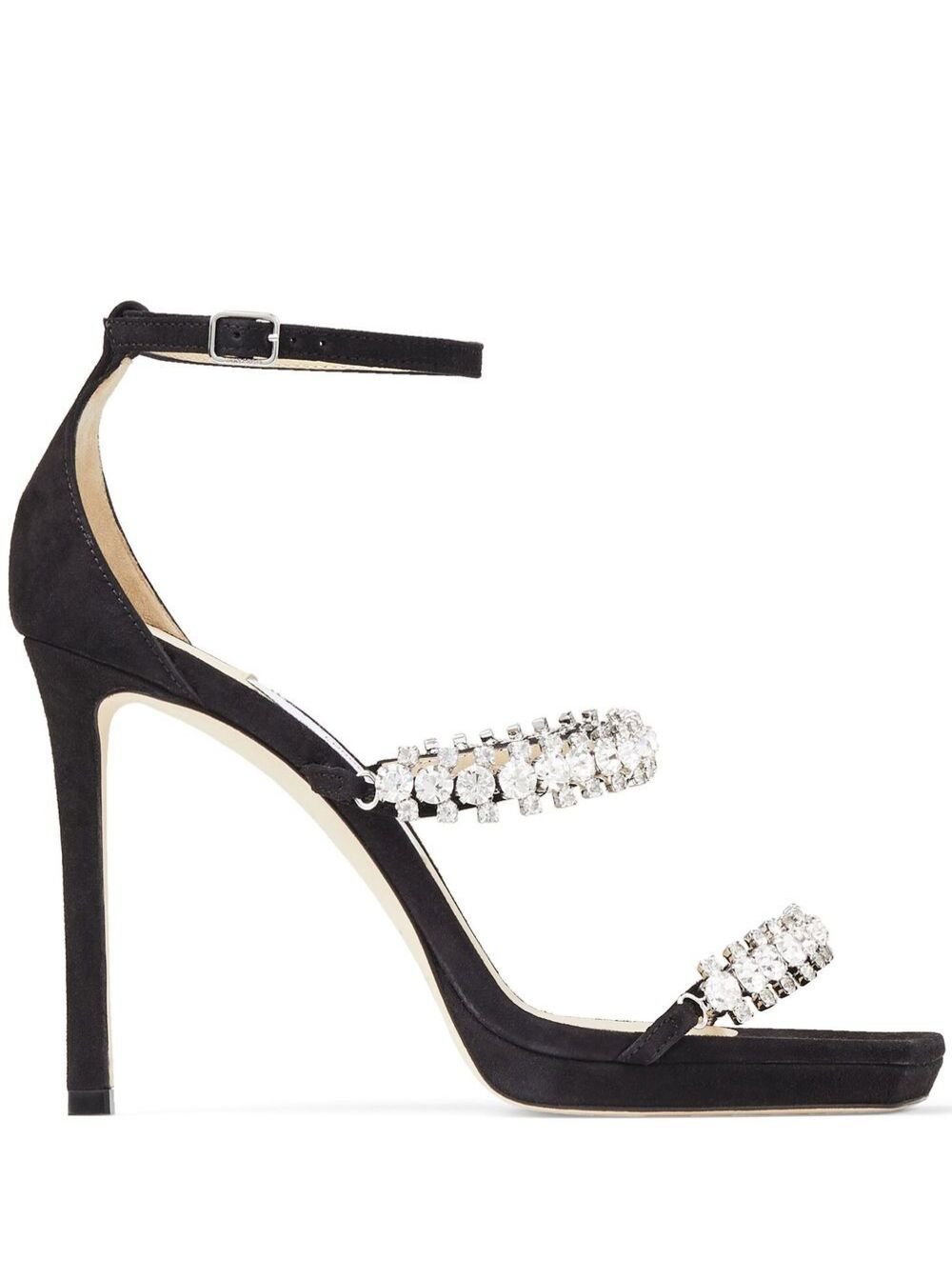 Jimmy Choo Women Black Bing Sandals With Crustal Embellishment In Leather Woman - EZE Fashion®
