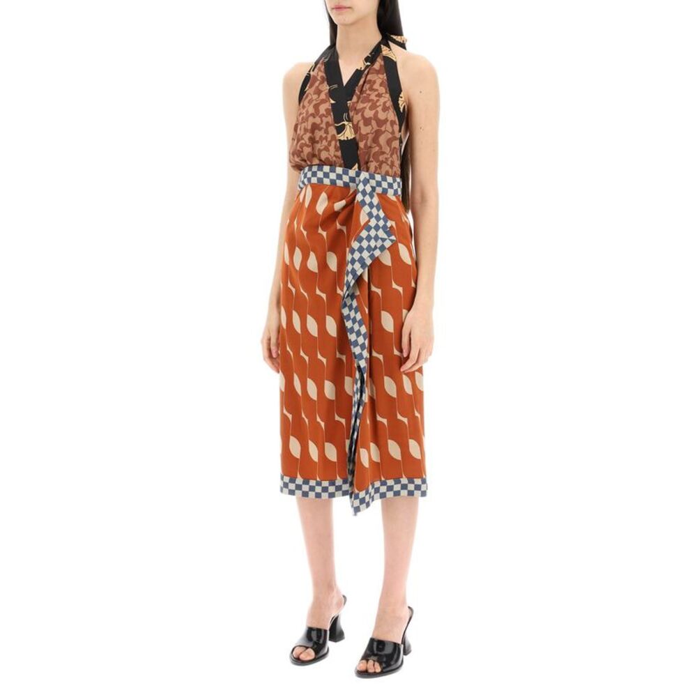 Dries Van Noten Women Dole Patchwork Dress With American Neckline