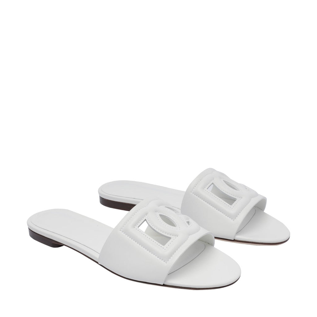 Dolce&Gabbana Women Leather Slide With Dg Logo