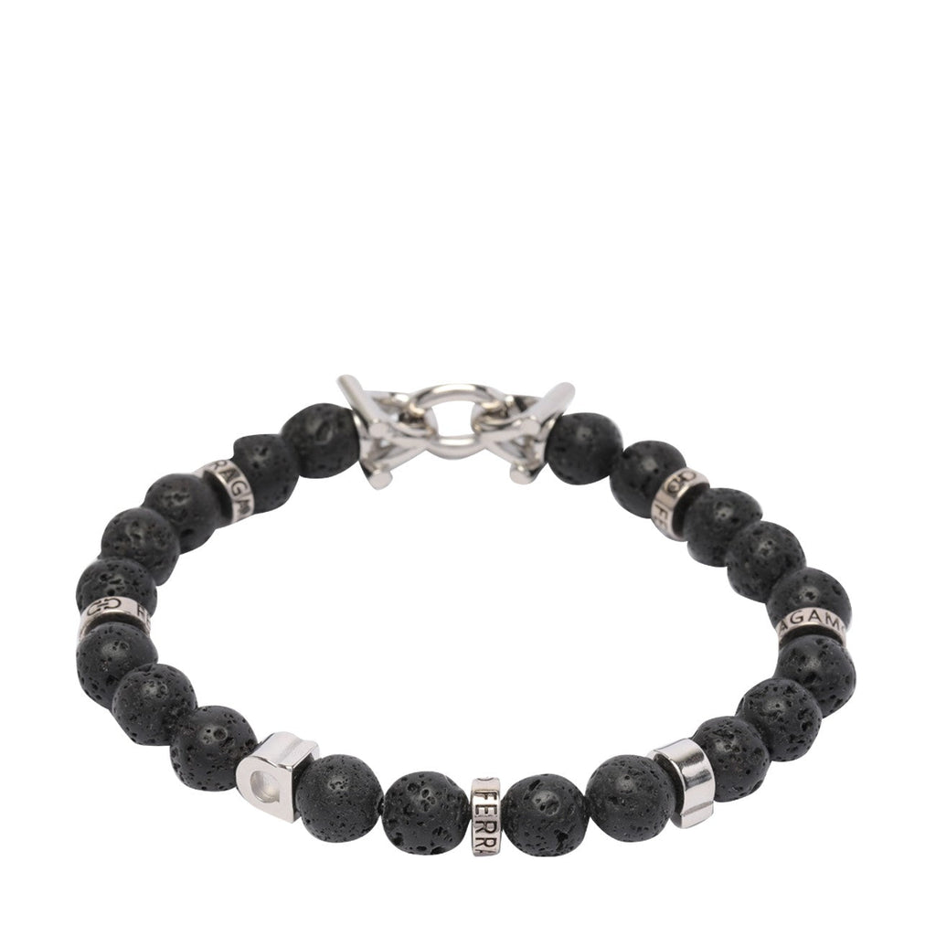 Pulseira Ferragamo Masculina com Contas e Logo