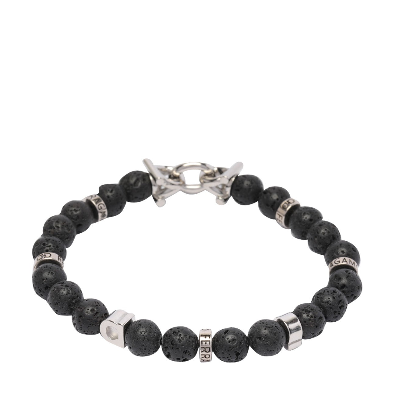 Pulseira Ferragamo Masculina com Contas e Logo