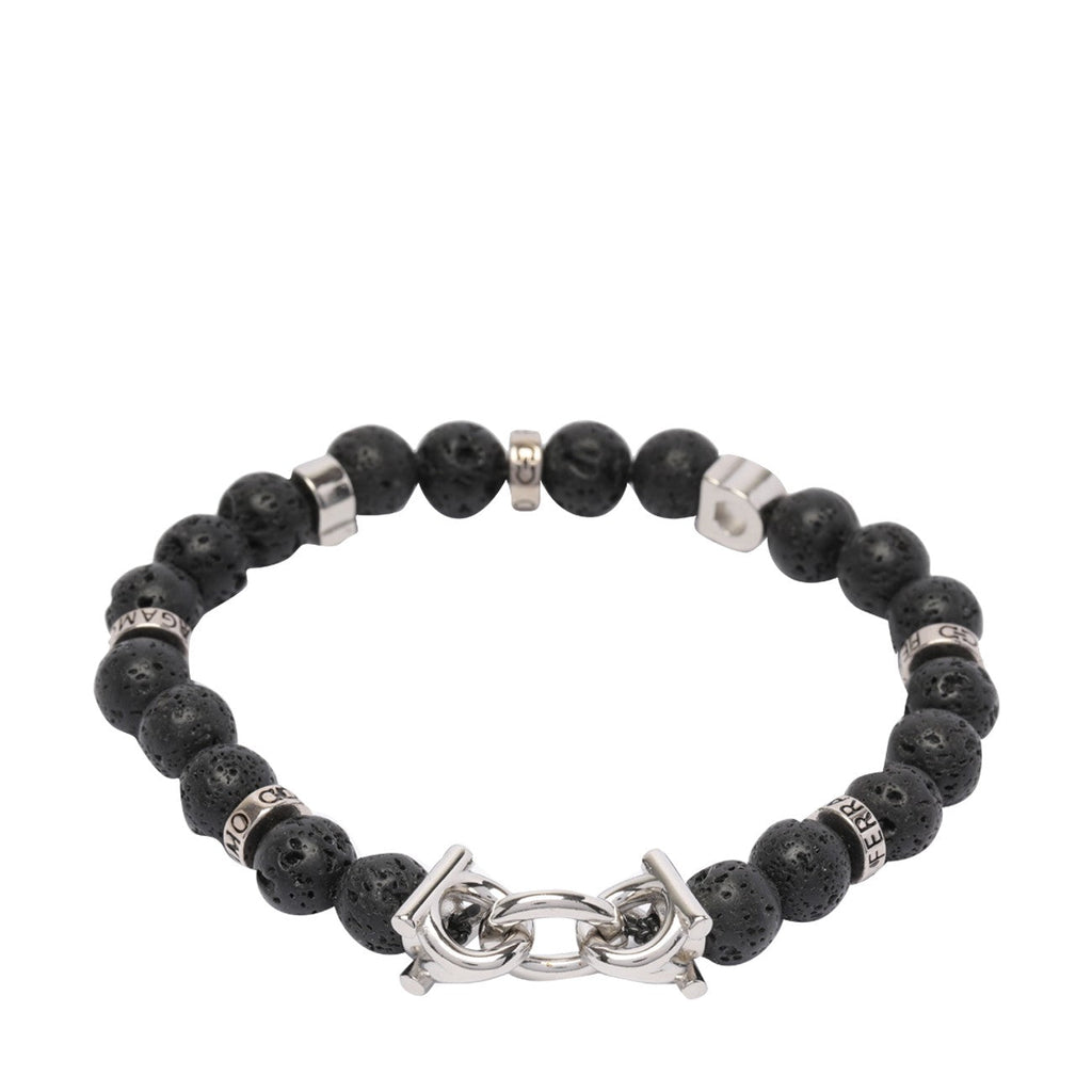 Pulseira Ferragamo Masculina com Contas e Logo