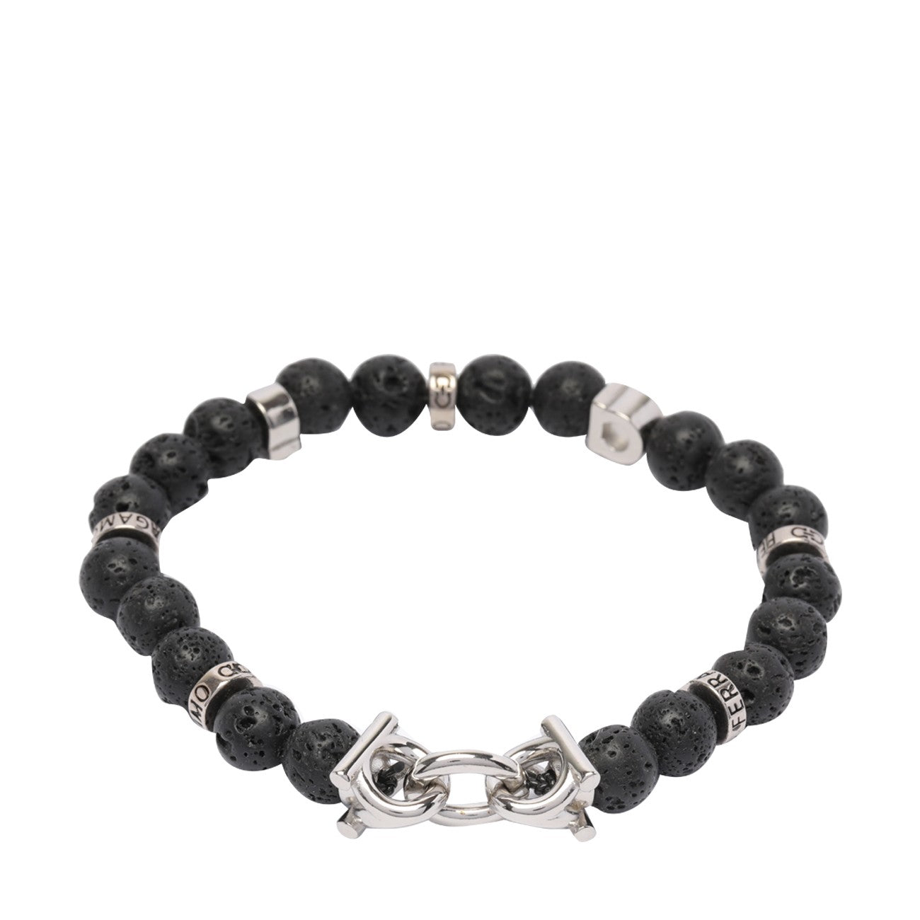 Pulseira Ferragamo Masculina com Contas e Logo