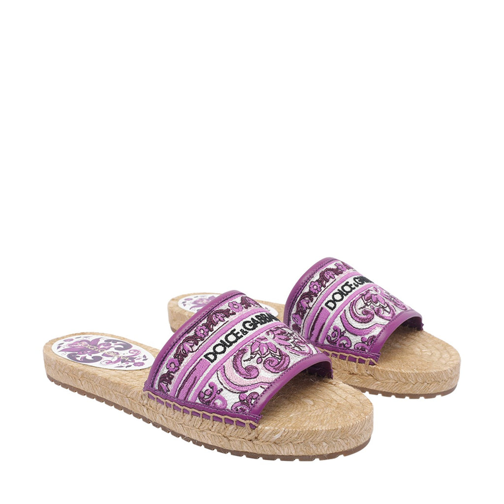 Dolce&Gabbana Women Maiolica Pattern Espadrilles Slides