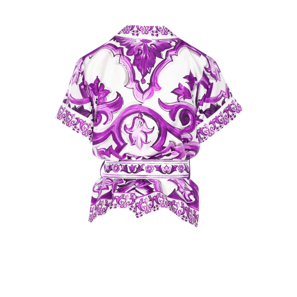 Dolce&Gabbana Women Maiolica Print Shirt With Belt