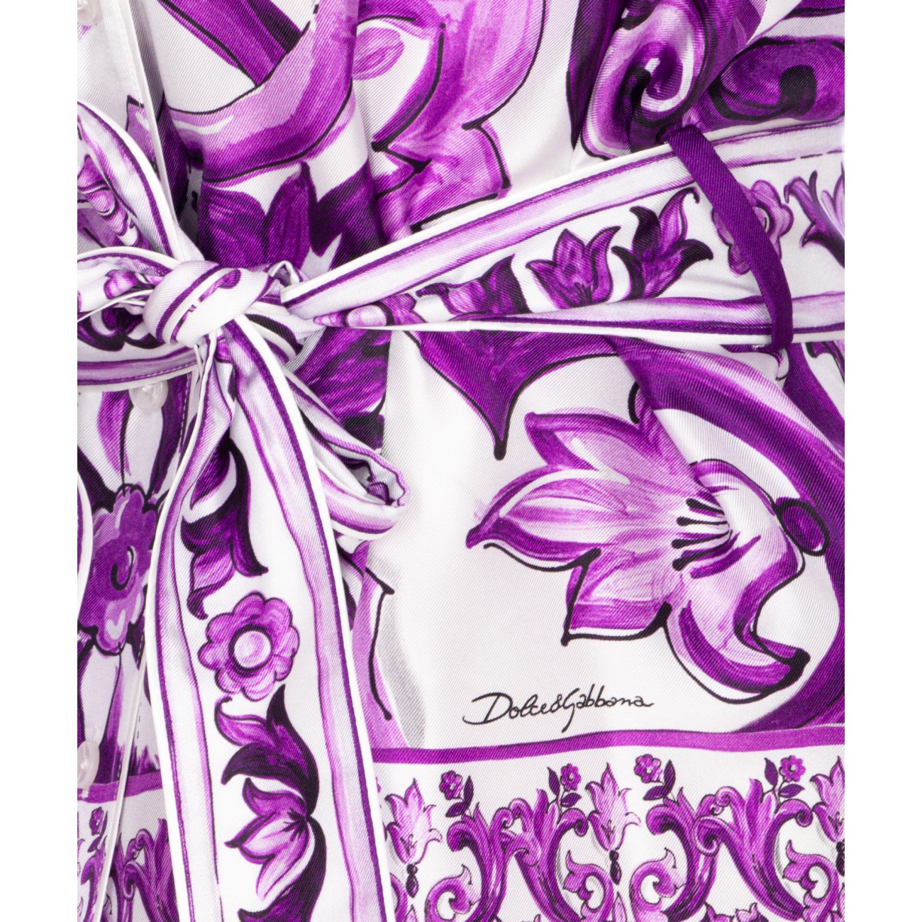 Dolce&Gabbana Women Maiolica Print Shirt With Belt