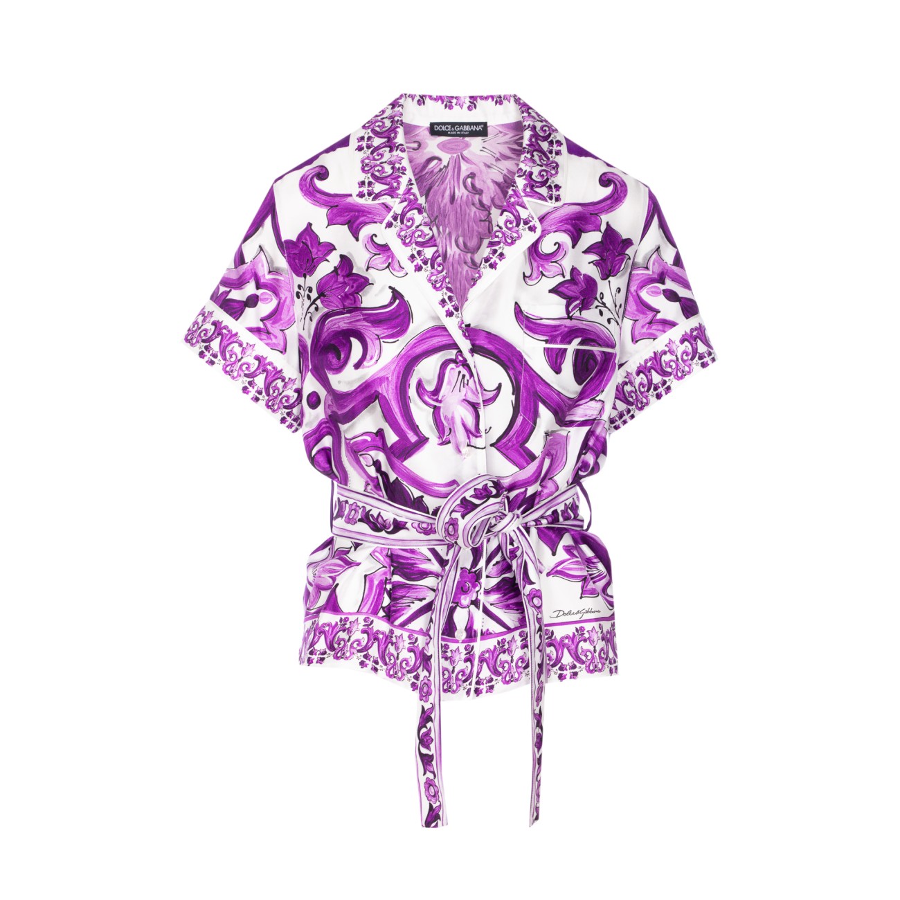 Dolce&Gabbana Women Maiolica Print Shirt With Belt