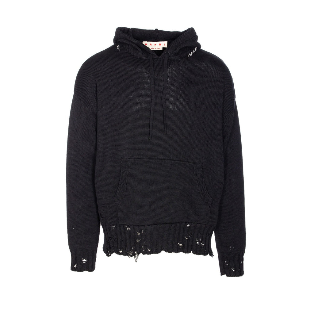 Marni Men Marni Symbol Embroidered Logo Hooded Sweater