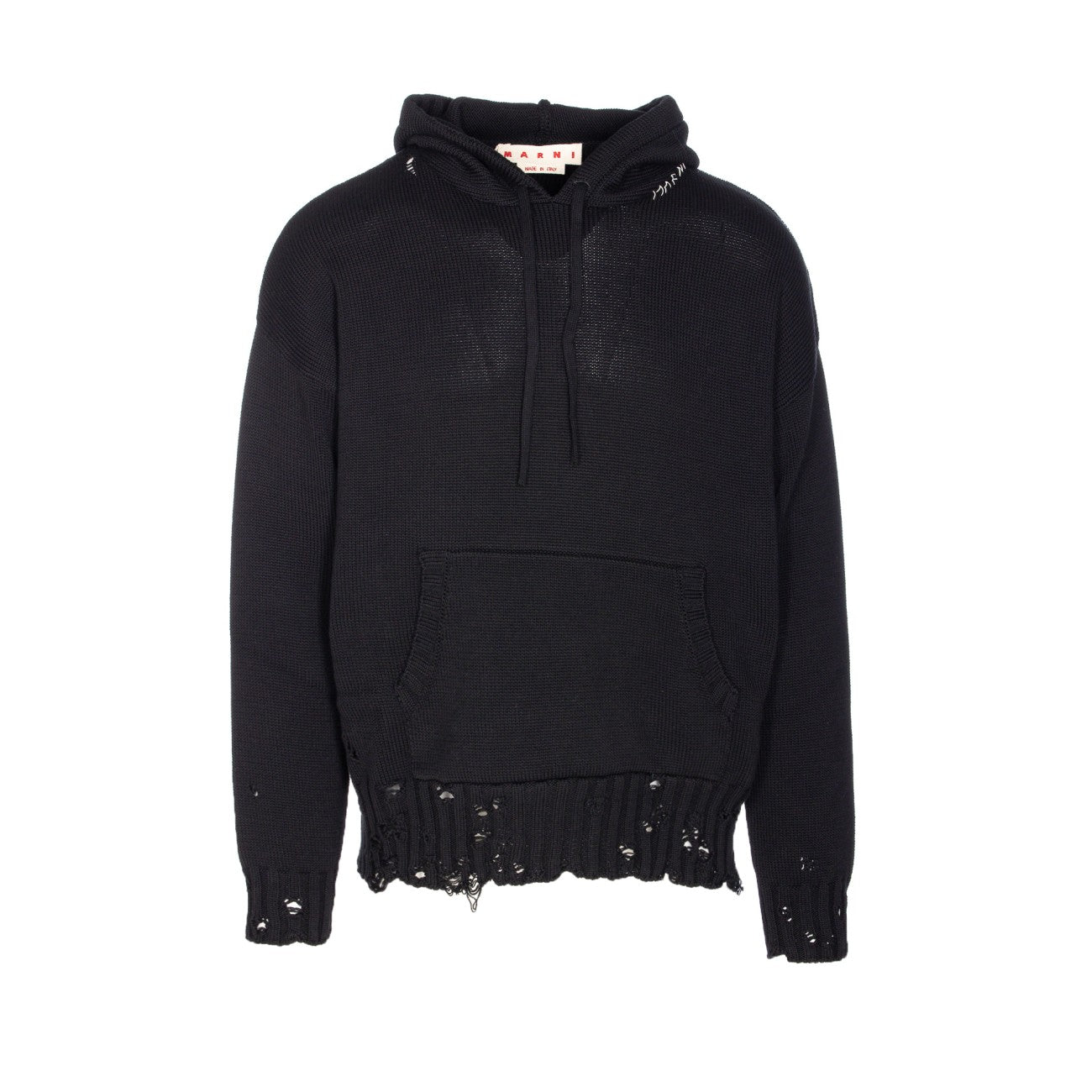 Marni Men Marni Symbol Embroidered Logo Hooded Sweater